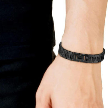 Ατσάλινο βραχιόλι Lacoste 2040119 σε μαύρο χρώμα από ανοξείδωτο ατσάλι.